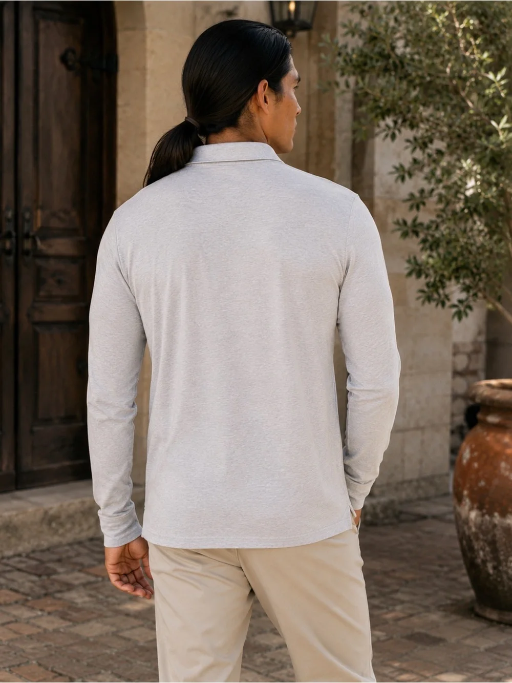 Polo Ralph Lauren Men’s Medium  cream Long-Sleeve Polo Shirt